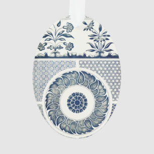 Chinese Medallion: Indigo Blue Chinoiserie Ornament