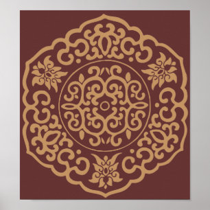 Chinese Medallion yellow Poster