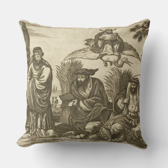 Chinese Merchants Consulting Fortune Tellers to En Throw Pillow (Front)