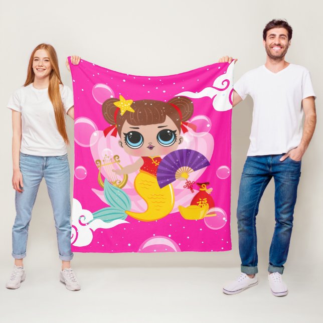 Chinese Mermaid girl Fleece Blanket (In Situ)