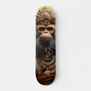 Chinese Monkey King with Decisive Serious Look Skateboard