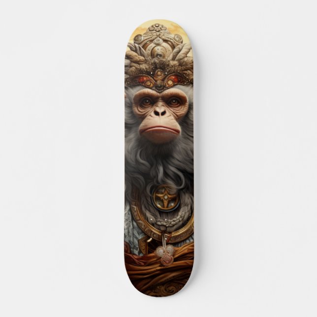 Chinese Monkey King with Decisive Serious Look Skateboard (Front)