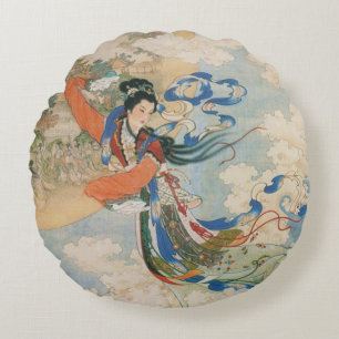 Chinese Moon Goddess round pillow