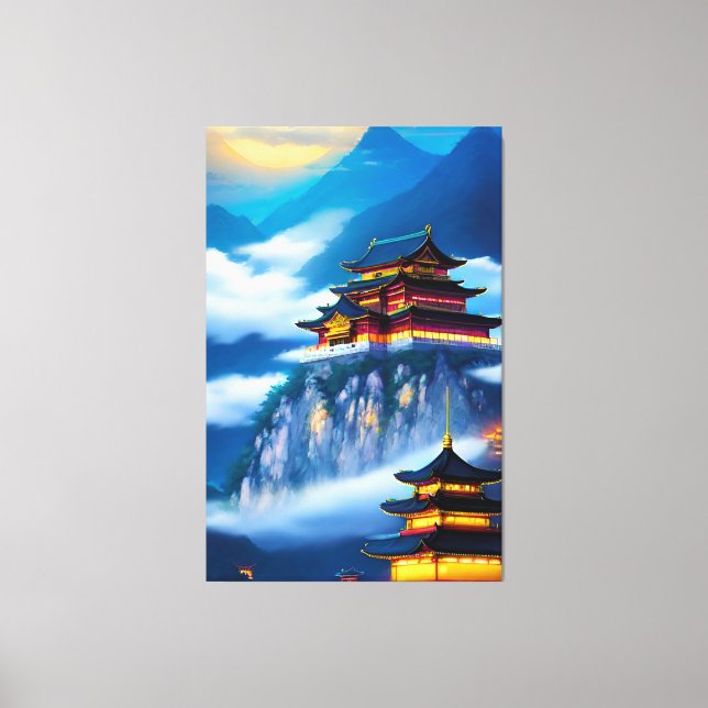 Chinese Mountain Palace Canvas Print (Front)
