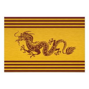 Chinese Mythology Dragon, Stripes - Red Gold Photo Print