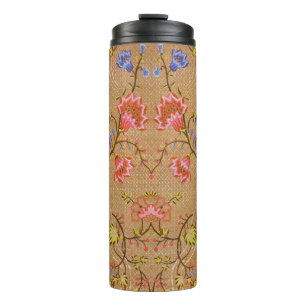 Chinese Nanjing Imperial Red-Gold Brocade Thermal Tumbler