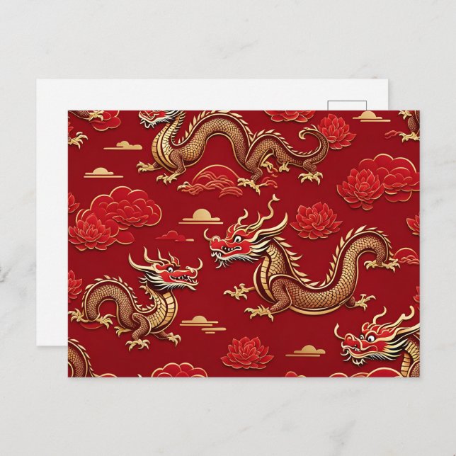 Chinese New Lunar Year of Dragon, Postcrossing Postcard (Front/Back)
