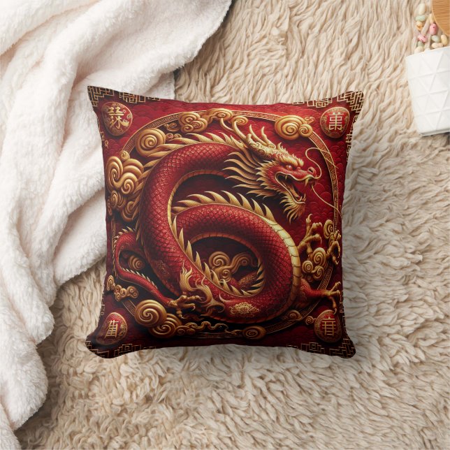 Chinese New Lunar Year of Dragon, Throw Pillow (Blanket)