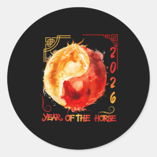 Chinese New Lunar Year Of The Horse 2026 Classic Round Sticker
