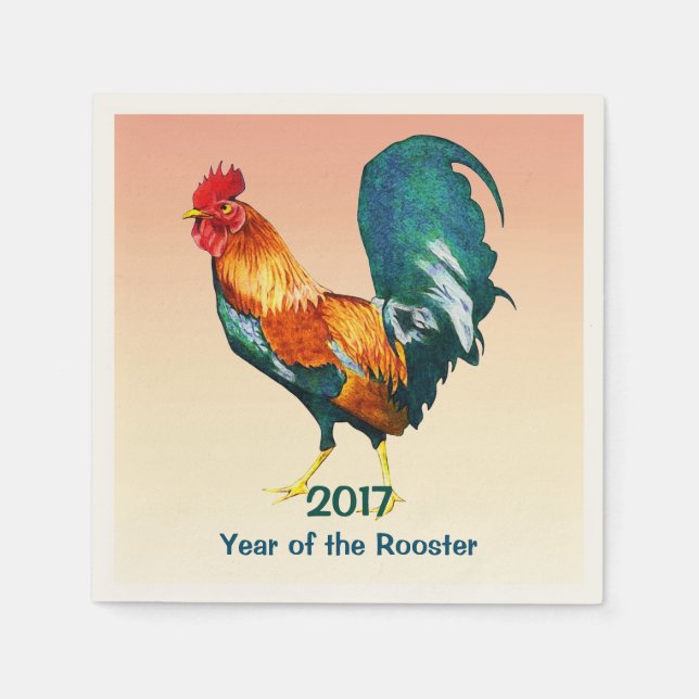 Chinese New Year 2017 Rooster Paper Napkins (Front)