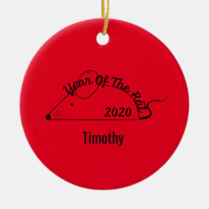Chinese New Year 2020 Year of the Rat Ceramic Ornament