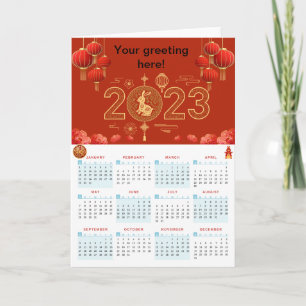 Chinese New Year 2023 Rabbit calendar Card