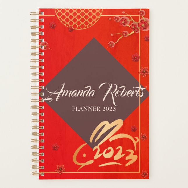 Chinese New Year 2023 Rabbit  Plum Blossom Flowers Planner (Front)