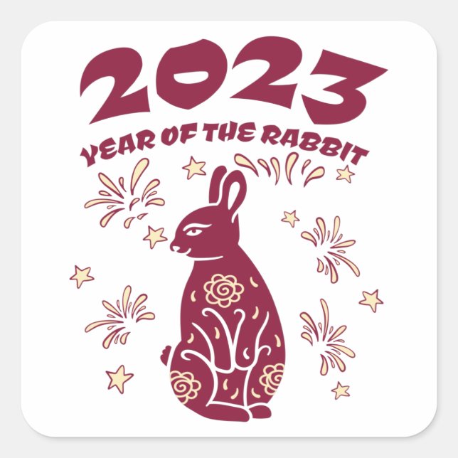 Chinese New Year 2023 - Year of the Rabbit Square Sticker (Front)