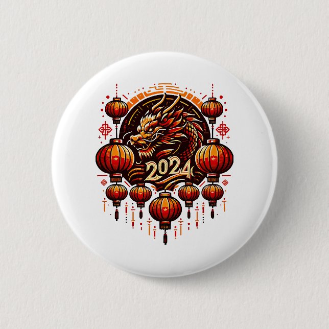  chinese new year 2024 2 inch round button (Front)