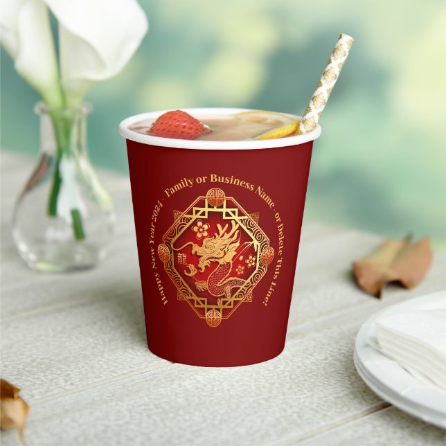 Chinese New Year 2024 Add Name Dragon Paper Cups (Insitu)