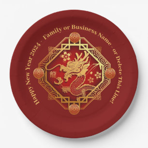 Chinese New Year 2024 Add Name Dragon Paper Plate