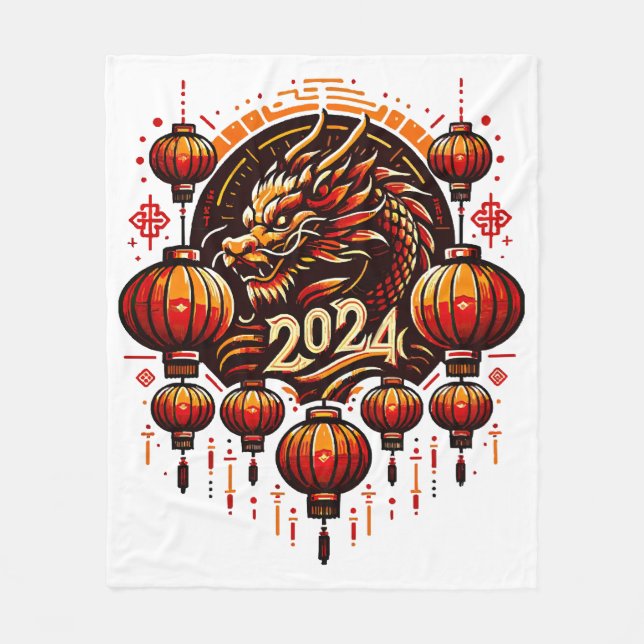  chinese new year 2024 fleece blanket (Front)