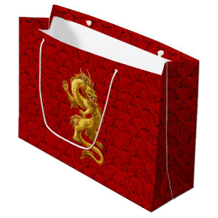 Chinese New Year 2024 Gold Dragon Gift Bags