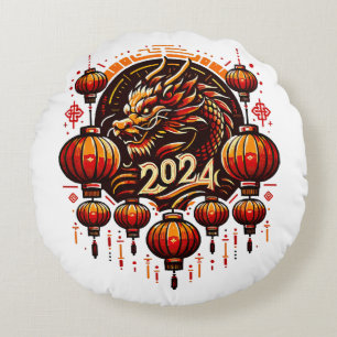 chinese new year 2024 round pillow