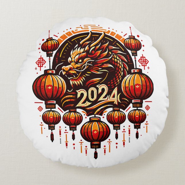  chinese new year 2024 round pillow (Front)