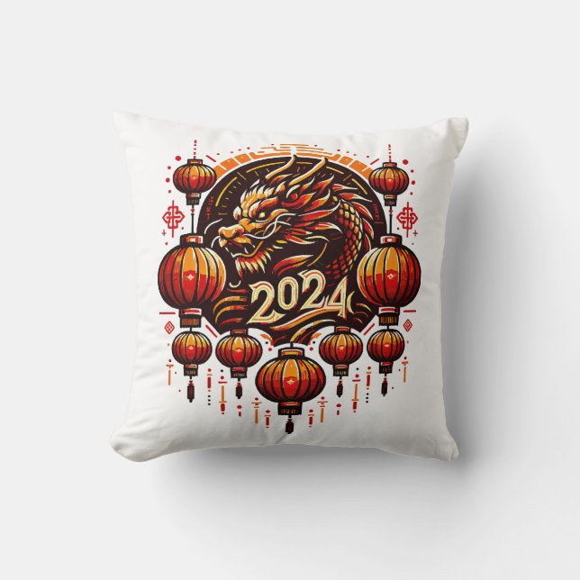  chinese new year 2024 throw pillow (Front)