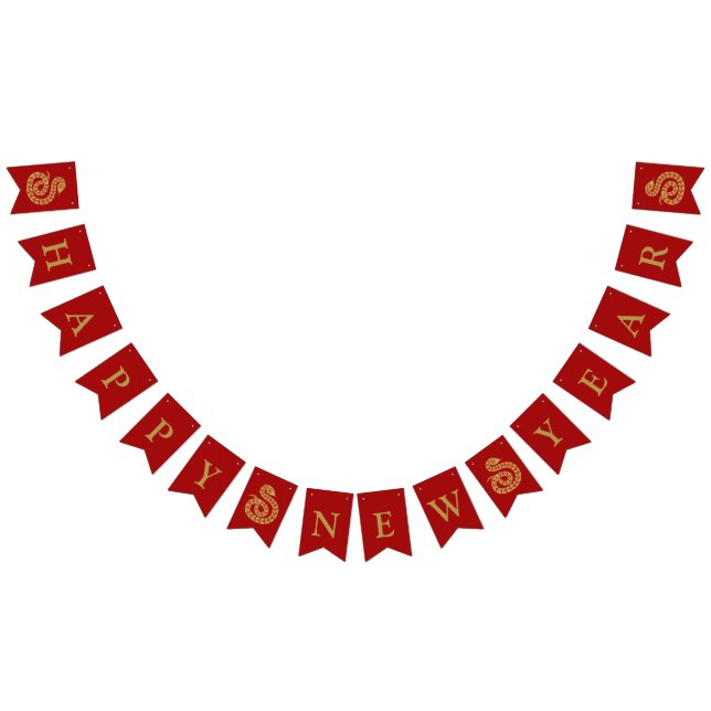 Chinese New Year 2025 Gold Snake Bunting Flags (All)