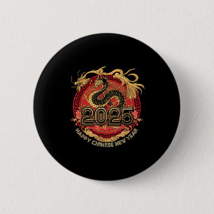 Chinese New Year 2025 Traditional Happy New Year 2 Inch Round Button