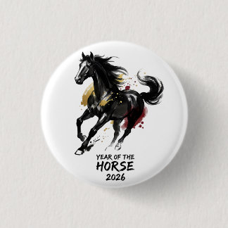 Chinese New Year 2026 Horse Art 1 Inch Round Button