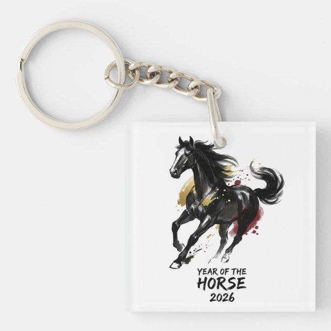 Chinese New Year 2026 Horse Art Keychain (Front)
