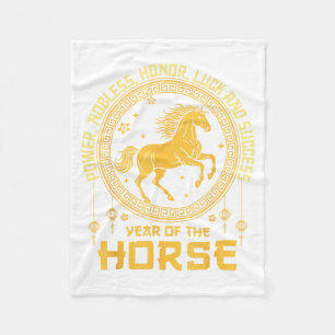 Chinese New Year 2026 Horse Happy Chinese New Year Fleece Blanket