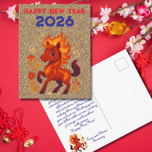 Chinese New Year 2026 Horse lunar celebration Holiday Postcard