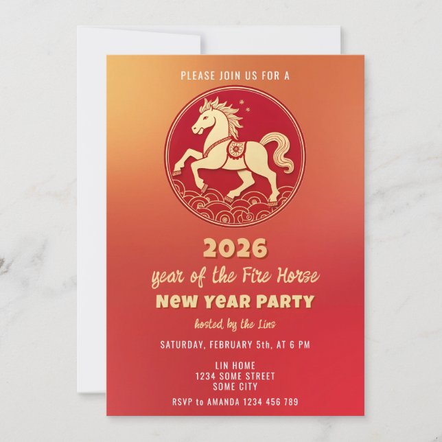Chinese New Year 2026 Horse New Year Party Invitation (Front)