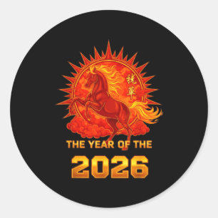 Chinese New Year 2026 Of The Fire Horse Men Women  Classic Round Sticker