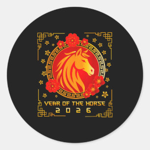 Chinese New Year 2026 Of The Horse Lunar New Year  Classic Round Sticker