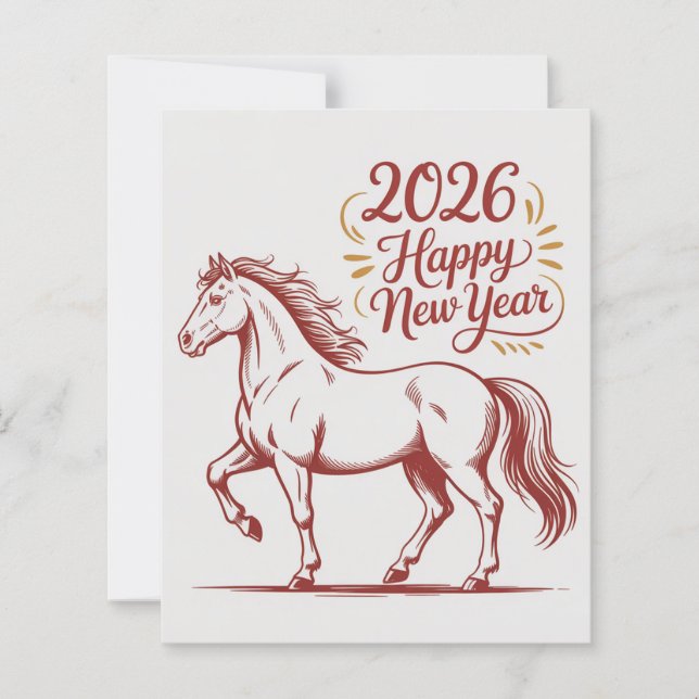 Chinese New Year 2026 Red Fire Horse Card (Front)