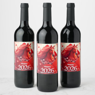 Chinese new year 2026 wine label