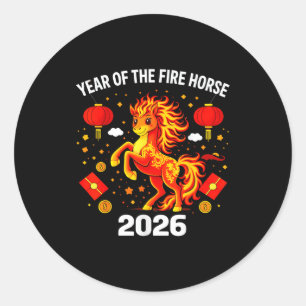 Chinese New Year 2026 Year Of The Fire Horse  Classic Round Sticker