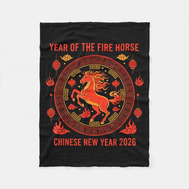 Chinese New Year 2026 Year Of The Fire Horse  Fleece Blanket (Front)