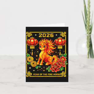 Chinese New Year 2026 Year Of The Fire Horse Red  Thank You Card