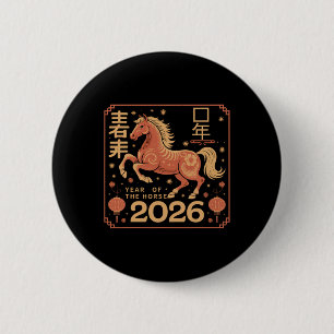Chinese New Year 2026 Year Of The Horse 2026 Lunar 2 Inch Round Button