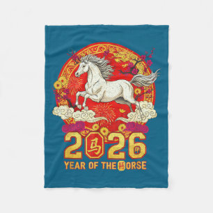 Chinese new year 2026 year of the horse 2026 lunar fleece blanket
