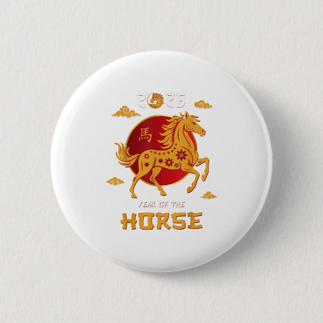 Chinese New Year 2026 Year Of The Horse  2 Inch Round Button (Front)