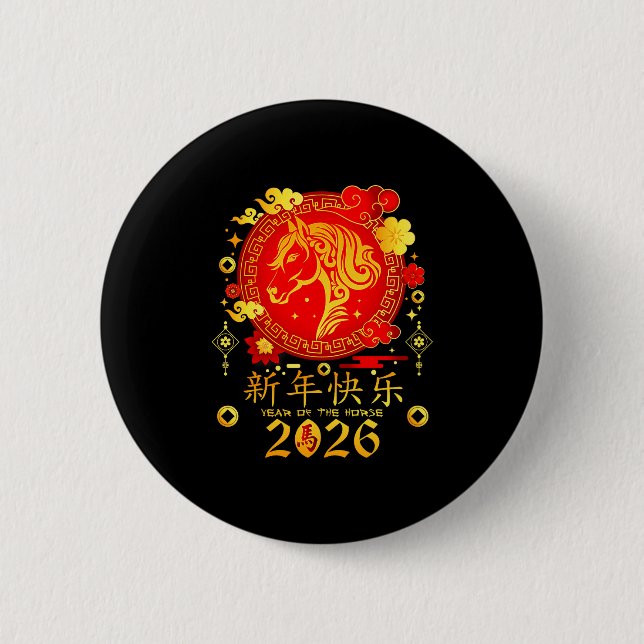 Chinese New Year 2026 Year Of The Horse  2 Inch Round Button (Front)