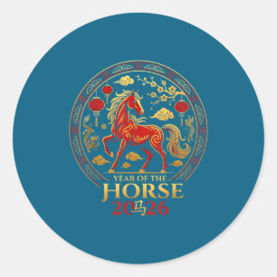 Chinese New Year 2026 Year Of The Horse 4  Classic Round Sticker