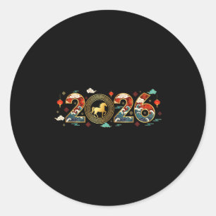 Chinese New Year 2026 Year Of The Horse 9  Classic Round Sticker