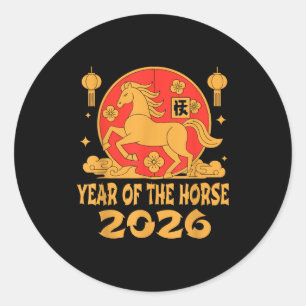 Chinese New Year 2026 Year Of The Horse  Classic Round Sticker