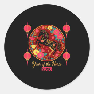 Chinese New Year 2026 Year Of-the Horse Classic Round Sticker
