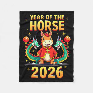 Chinese New Year 2026 Year Of The Horse  Fleece Blanket