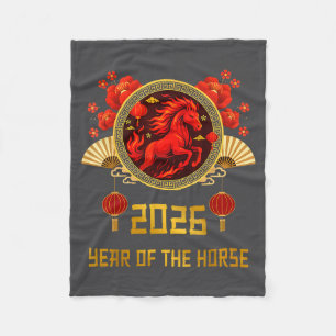 Chinese New Year 2026 Year Of The Horse  Fleece Blanket